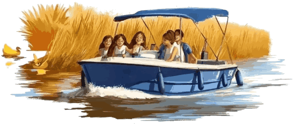 Sortie famille en bateau électrique